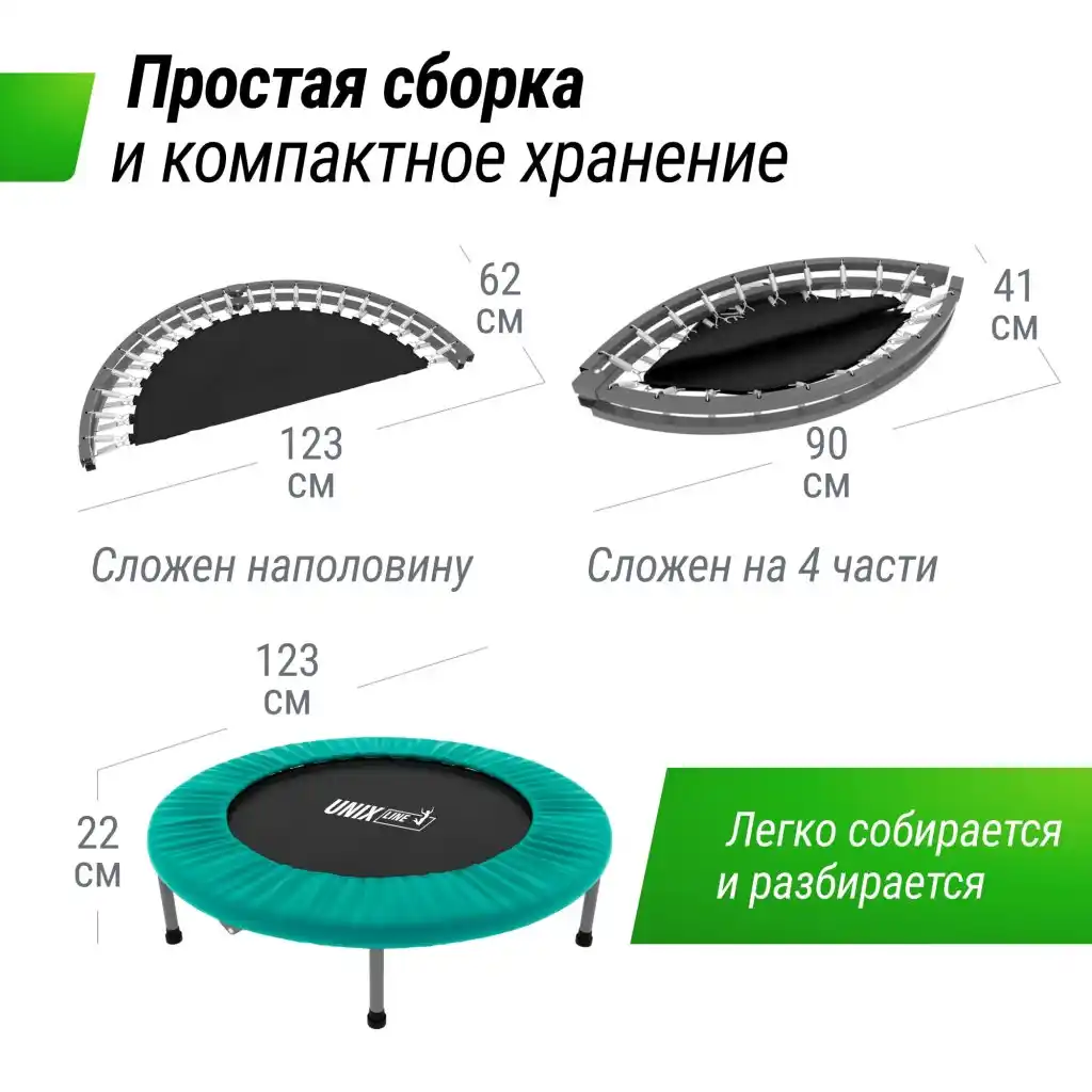 Батут UNIX line FITNESS Compact (123 cm) — изображение 5