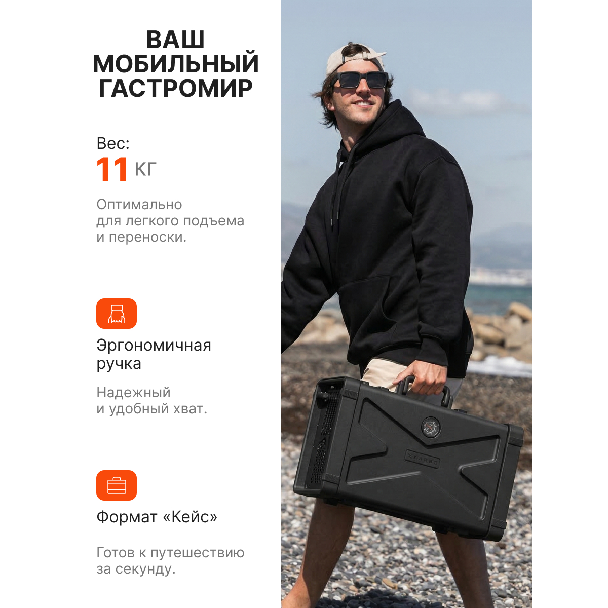 Газовый гриль портативный Karbo Grill X1 Black Karbo — изображение 10